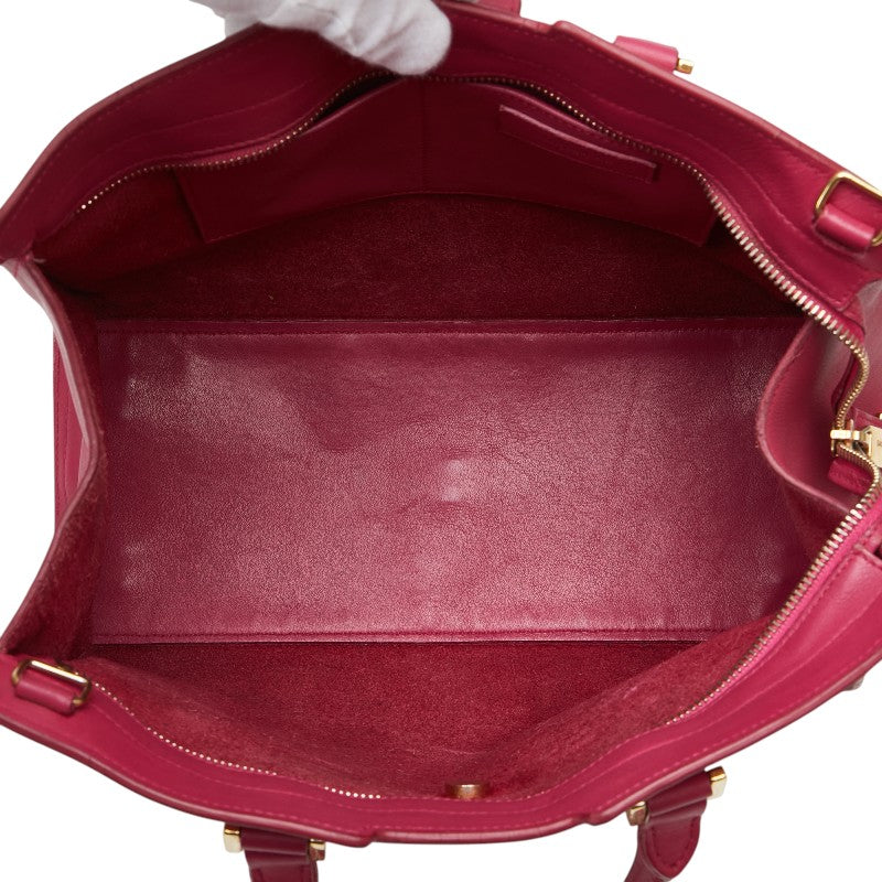 サンローラン プチカバス Yライン ハンドバッグ ショルダーバッグ 2WAY ピンク レザー レディース SAINT LAURENT 【中古】
