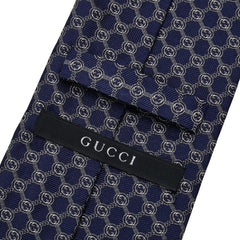 グッチ インターロッキングG ネクタイ ブルー シルク メンズ GUCCI 【中古】
