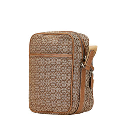 コーチ ミニ シグネチャー 斜め掛け ショルダーバッグ ベージュ ブラウン キャンバス レザー レディース COACH 【中古】