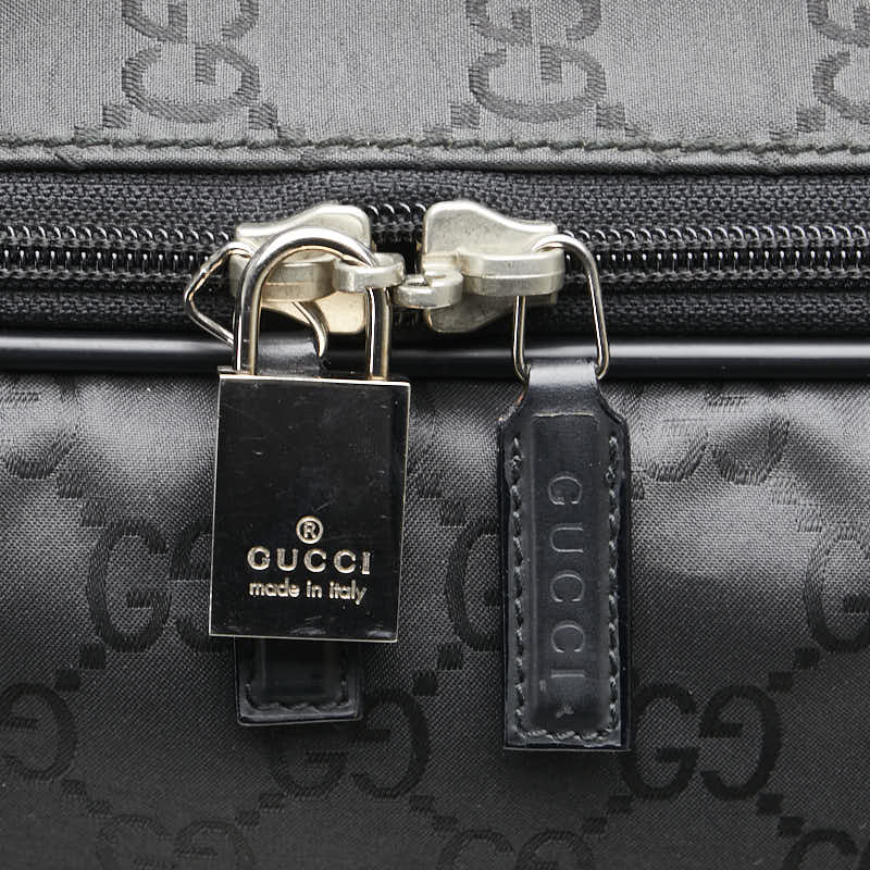 グッチ GGナイロン ボストンバッグ トラベルバッグ ブラック ナイロン レザー レディース GUCCI 【中古】
