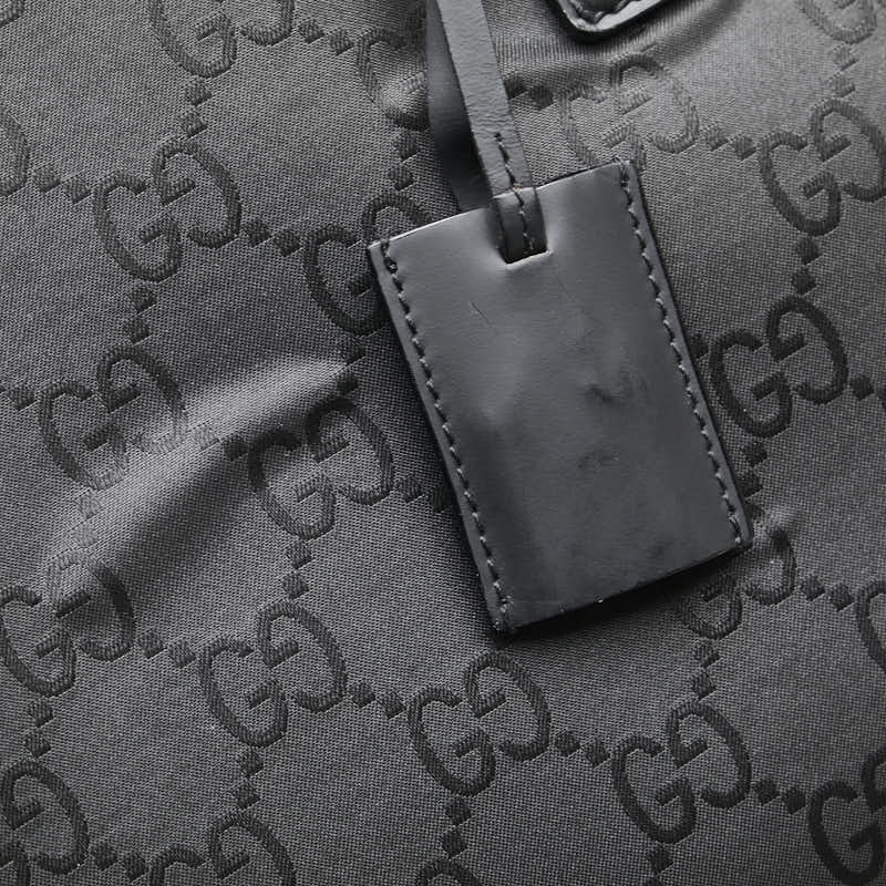 グッチ GGナイロン ボストンバッグ トラベルバッグ ブラック ナイロン レザー レディース GUCCI 【中古】