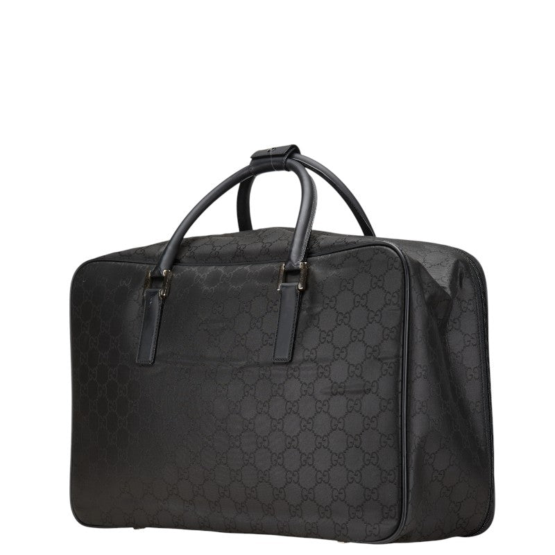 グッチ GGナイロン ボストンバッグ トラベルバッグ ブラック ナイロン レザー レディース GUCCI 【中古】