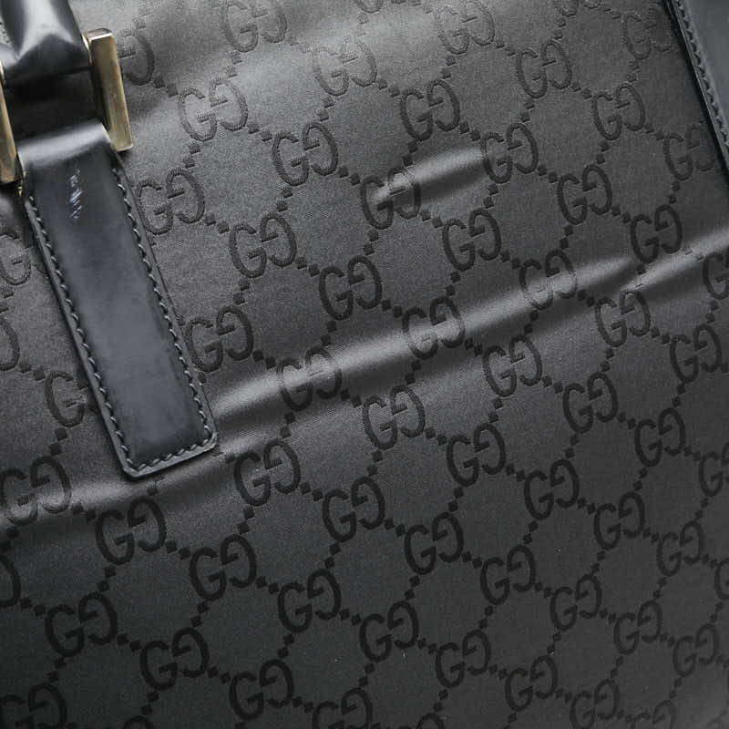 グッチ GGナイロン ボストンバッグ トラベルバッグ ブラック ナイロン レザー レディース GUCCI 【中古】