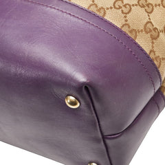 グッチ GGキャンバス トートバッグ 282327 ベージュ パープル キャンバス レザー レディース GUCCI 【中古】