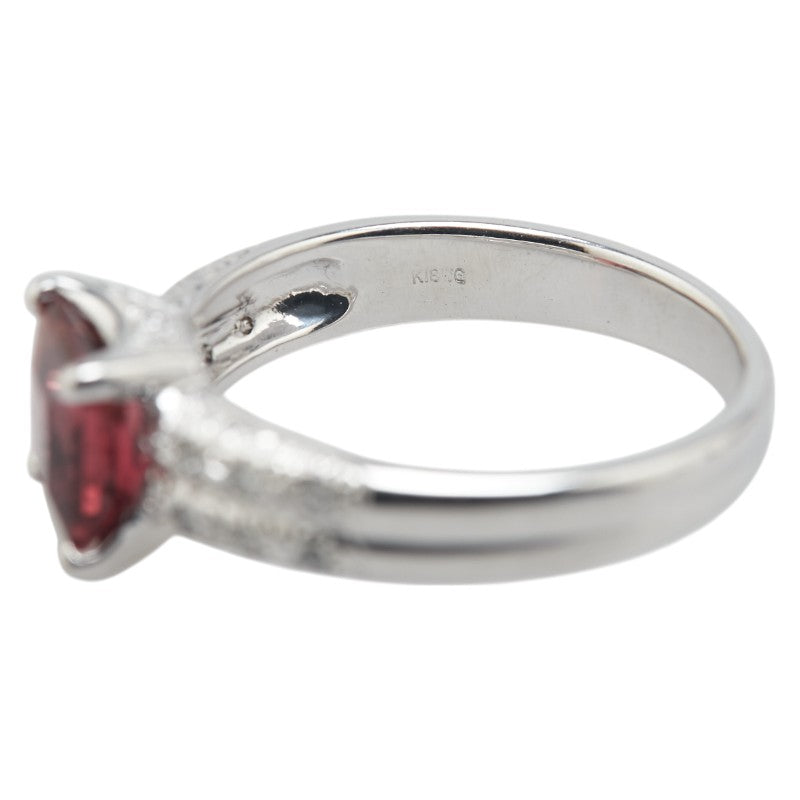 K18WG ホワイトゴールド ガーネット1.67ct ダイヤ0.11ct リング 指輪 レディース 13.5号 【中古】