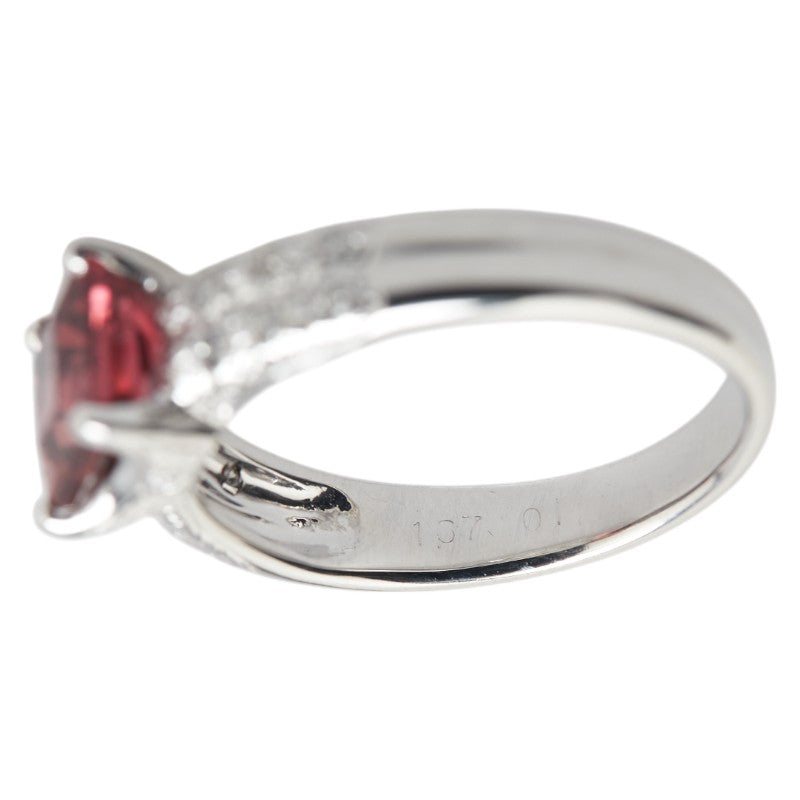 K18WG ホワイトゴールド ガーネット1.67ct ダイヤ0.11ct リング 指輪 レディース 13.5号 【中古】