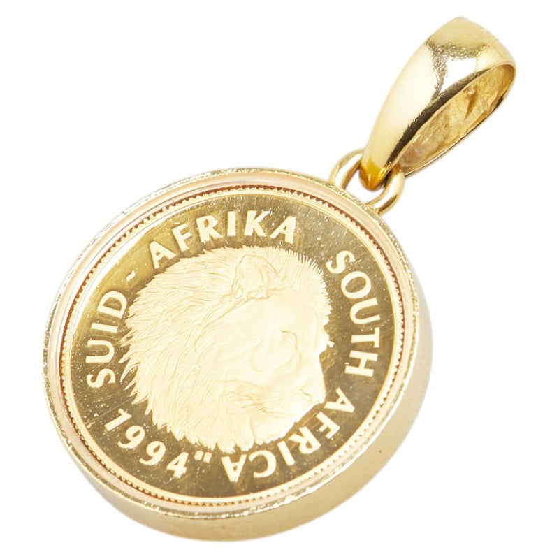 K24 ゴールド K18YG イエローゴールド 南アフリカ ナトゥーラ ライオン 1994 1/4オンスコイン 両面ガラス仕様 ペンダントトップ レディース 【中古】