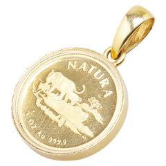 K24 ゴールド K18YG イエローゴールド 南アフリカ ナトゥーラ ライオン 1994 1/4オンスコイン 両面ガラス仕様 ペンダントトップ レディース 【中古】