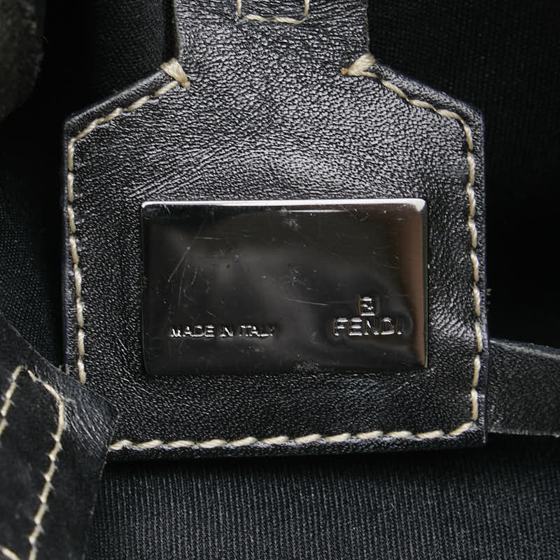 フェンディ ズッキーノ ハンドバッグ 8BH006 ブラック キャンバス レザー レディース FENDI 【中古】