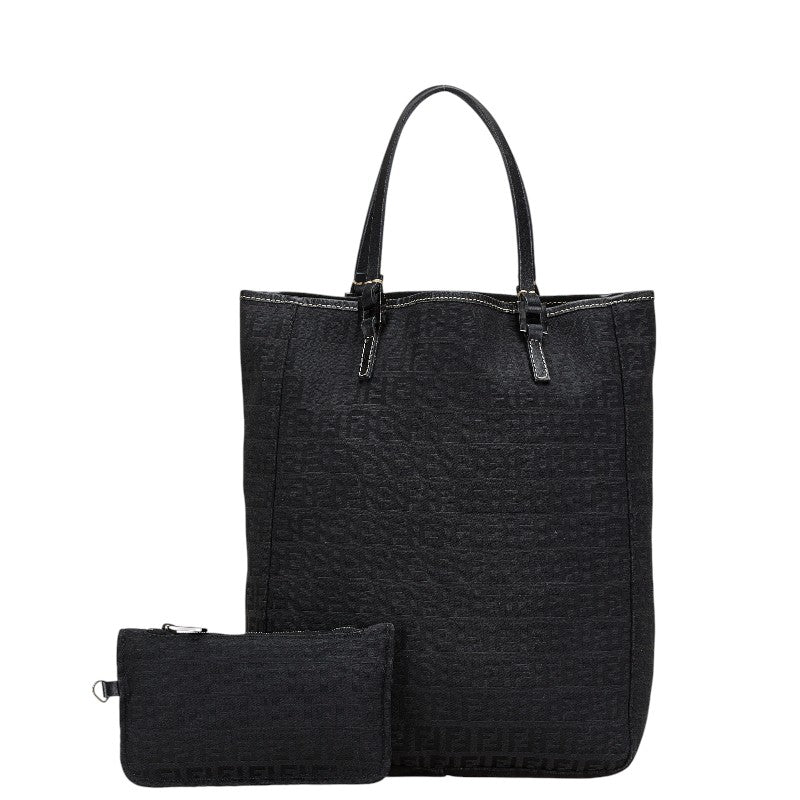 フェンディ ズッキーノ ハンドバッグ 8BH006 ブラック キャンバス レザー レディース FENDI 【中古】