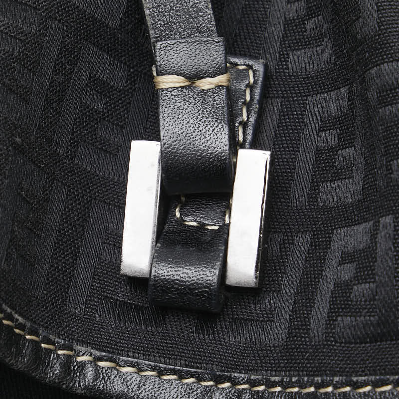 フェンディ ズッキーノ ハンドバッグ 8BH006 ブラック キャンバス レザー レディース FENDI 【中古】