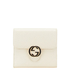 グッチ インターロッキングG 二つ折り財布 615525 ベージュ レザー レディース GUCCI 【中古】