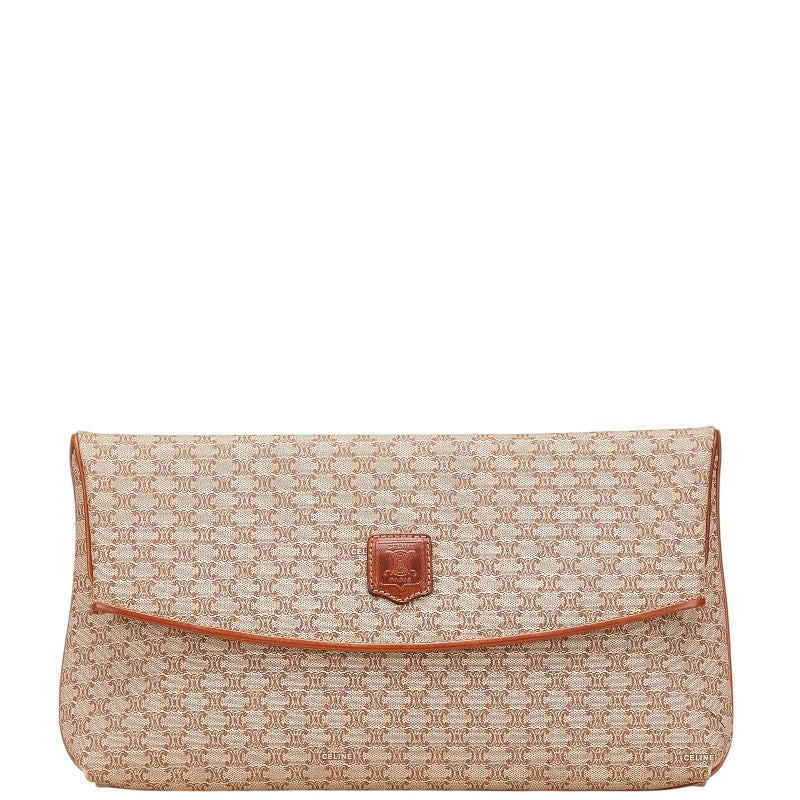 セリーヌ マカダム クラッチバッグ セカンドバッグ ベージュ ブラウン PVC レザー レディース CELINE 【中古】