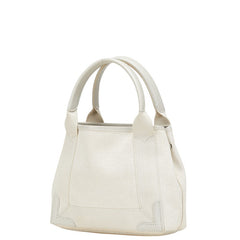 バレンシアガ ネイビーカバス XS ハンドバッグ ショルダーバッグ 2WAY 390346 ホワイト キャンバス レザー レディース BALENCIAGA 【中古】