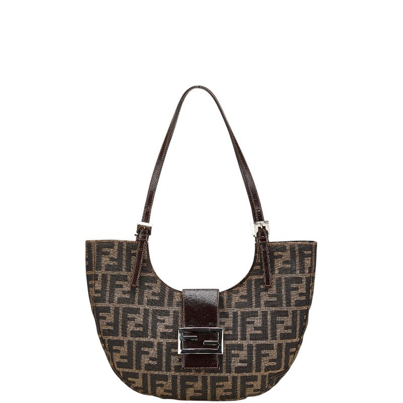 フェンディ ズッカ トートバッグ ワンショルダーバッグ ブラウン キャンバス レザー レディース FENDI 【中古】