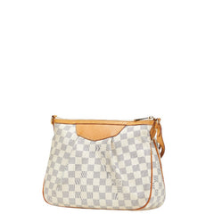 ルイ ヴィトン ダミエ アズール シラクーサPM 斜め掛け ショルダーバッグ N41113 ホワイト PVC レザー レディース LOUIS VUITTON 【中古】