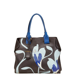 トッズ 花 フラワー モチーフ トートバッグ ブラウン ブルー レザー レディース TOD’S 【中古】