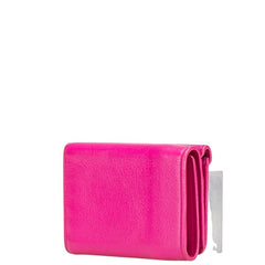 バレンシアガ ペーパーミニウォレット 三つ折り財布 コンパクトウォレット 391446 ピンク レザー レディース BALENCIAGA 【中古】