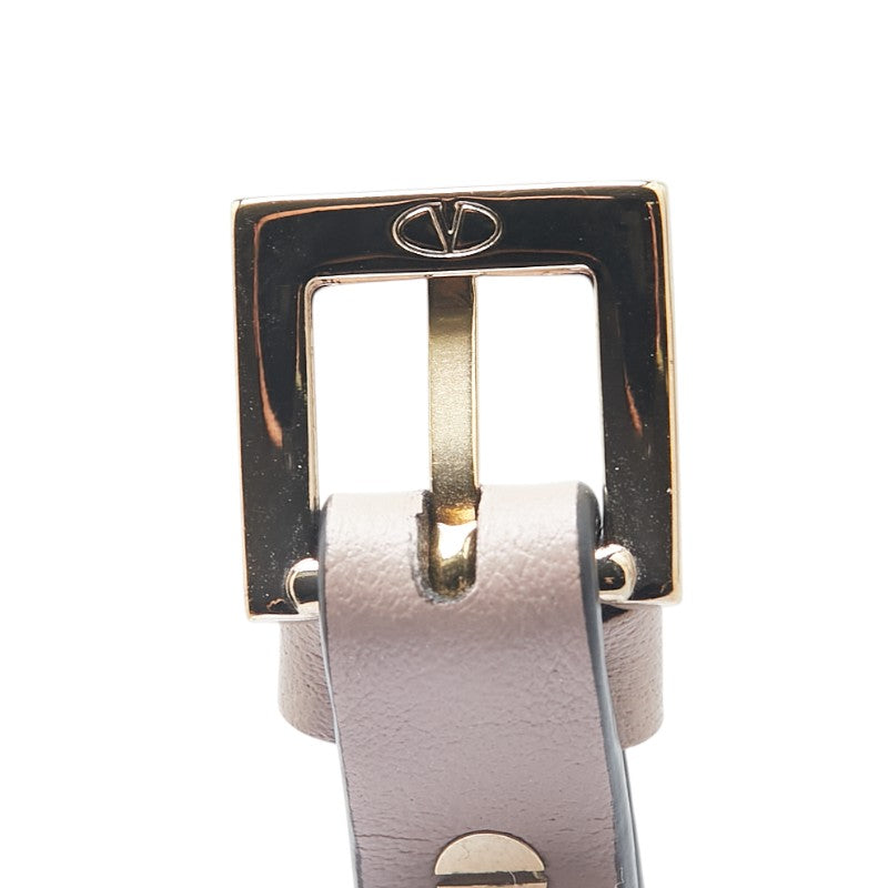 ヴァレンティノ ロックスタッズ ブレスレット ピンクベージュ ゴールド レザー レディース VALENTINO 【中古】