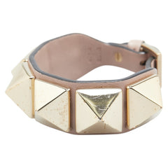 ヴァレンティノ ロックスタッズ ブレスレット ピンクベージュ ゴールド レザー レディース VALENTINO 【中古】