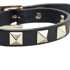 ヴァレンティノ ロックスタッズ ブレスレット ブラック レザー メッキ レディース VALENTINO 【中古】