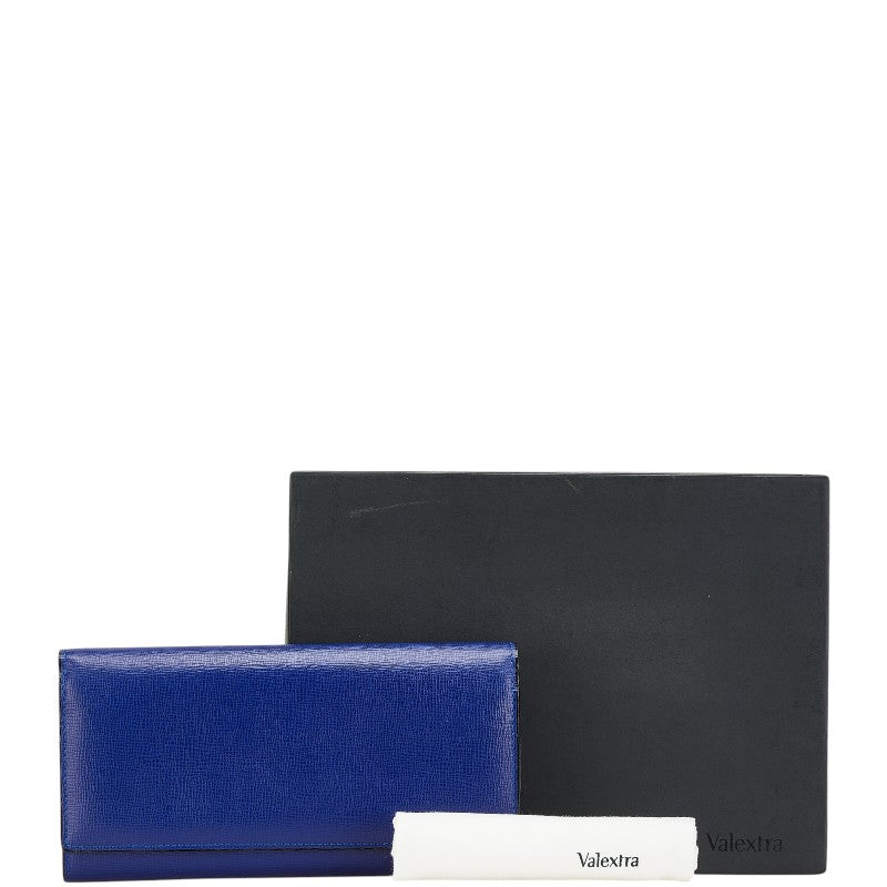 ヴァレクストラ 長財布 ブルー レザー メンズ Valextra 【中古】