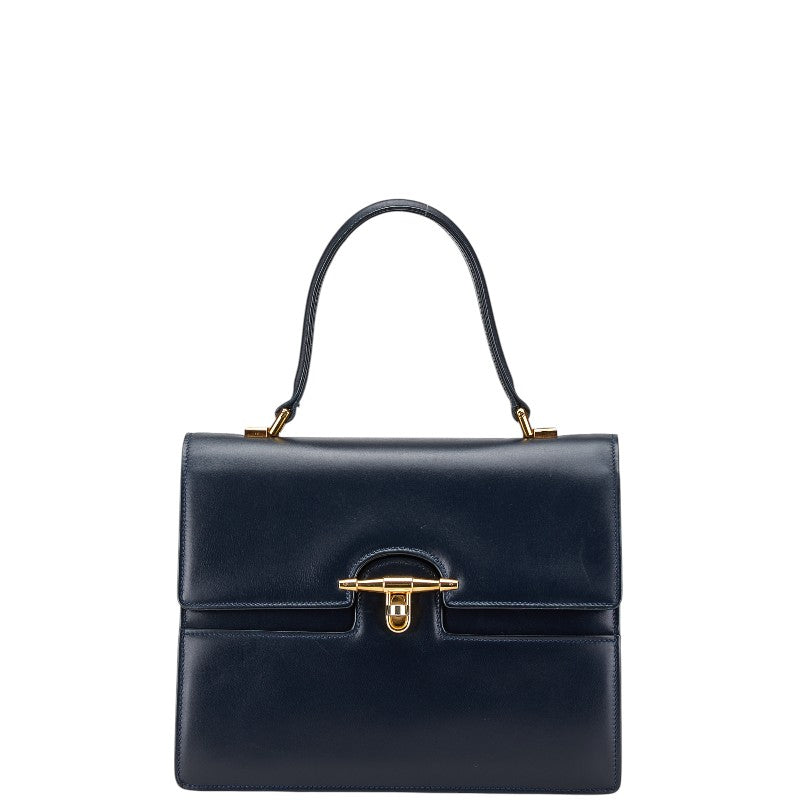 グッチ オールドグッチ ハンドバッグ ネイビー レザー レディース GUCCI 【中古】