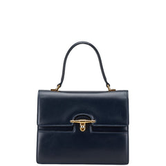 グッチ オールドグッチ ハンドバッグ ネイビー レザー レディース GUCCI 【中古】