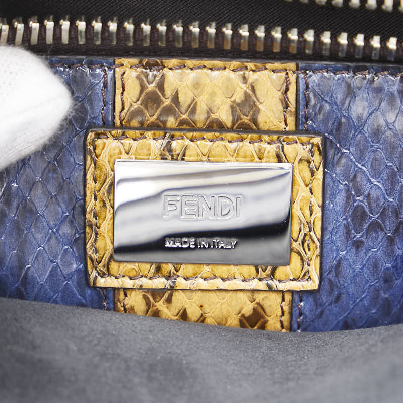フェンディ ピーカブー ハンドバッグ ショルダーバッグ 2WAY 8BN290 ネイビー レザー パイソン レディース FENDI 【中古】