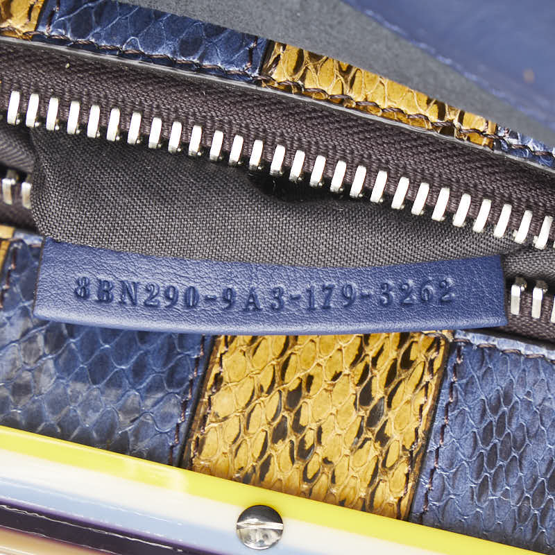 フェンディ ピーカブー ハンドバッグ ショルダーバッグ 2WAY 8BN290 ネイビー レザー パイソン レディース FENDI 【中古】