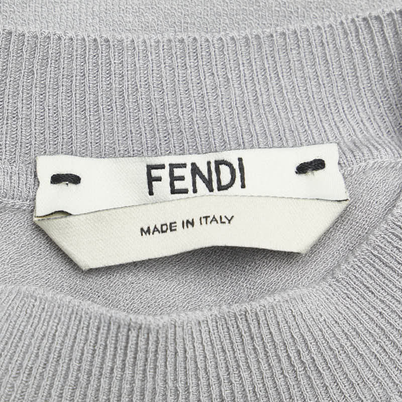 フェンディ ズッカ ニット モックネック シースルー インナー付き サイズ：36 シルバー グレー レーヨン ナイロン レディース FENDI 【中古】