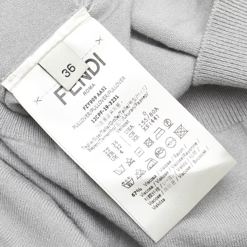 フェンディ ズッカ ニット モックネック シースルー インナー付き サイズ：36 シルバー グレー レーヨン ナイロン レディース FENDI 【中古】