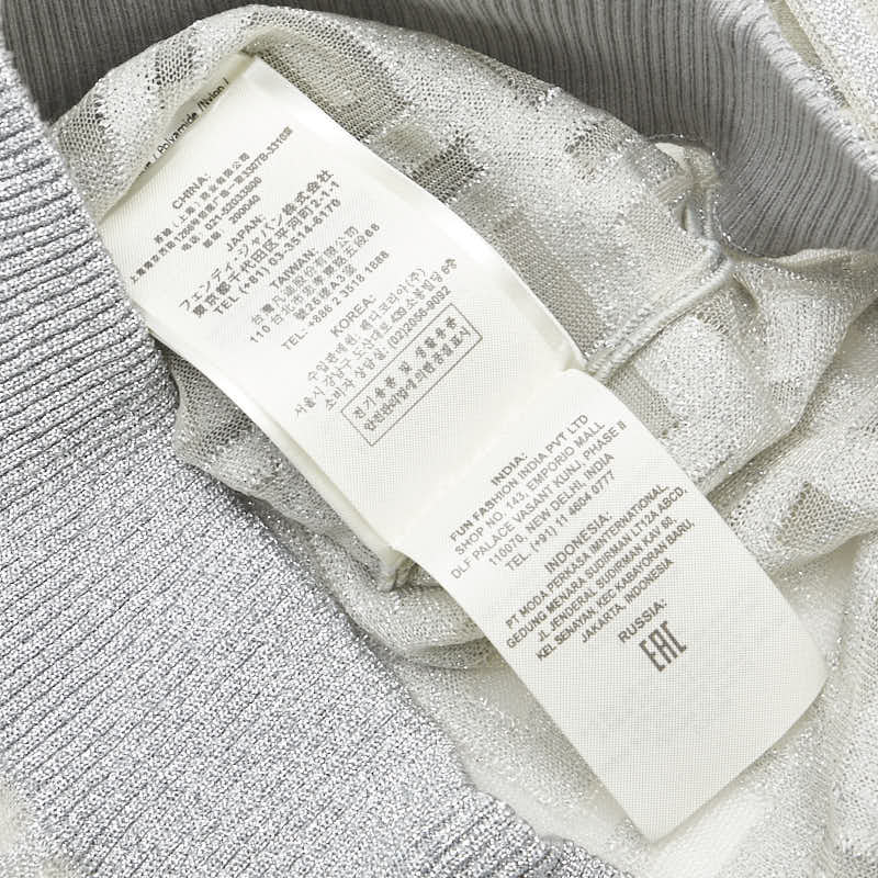 フェンディ ズッカ ニット モックネック シースルー インナー付き サイズ：36 シルバー グレー レーヨン ナイロン レディース FENDI 【中古】