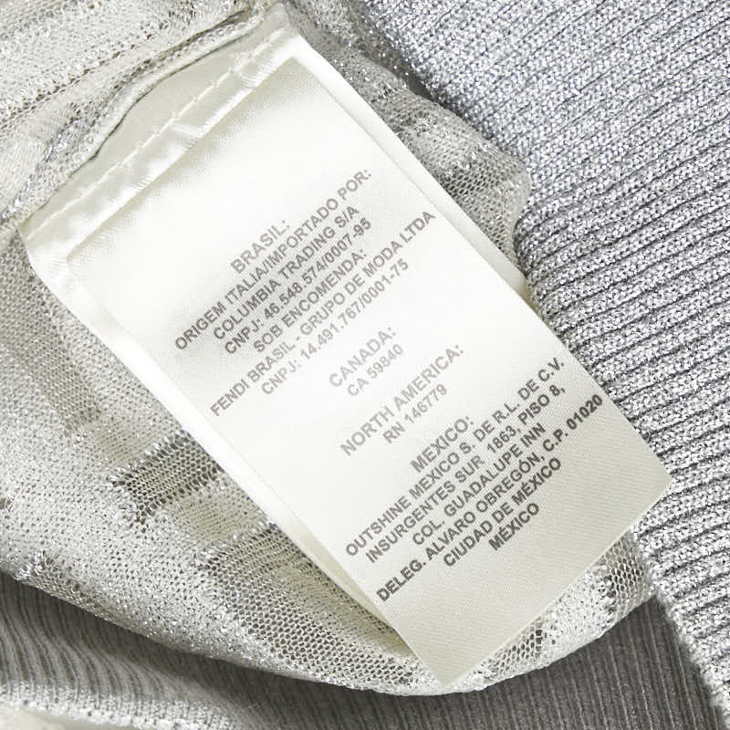 フェンディ ズッカ ニット モックネック シースルー インナー付き サイズ：36 シルバー グレー レーヨン ナイロン レディース FENDI 【中古】