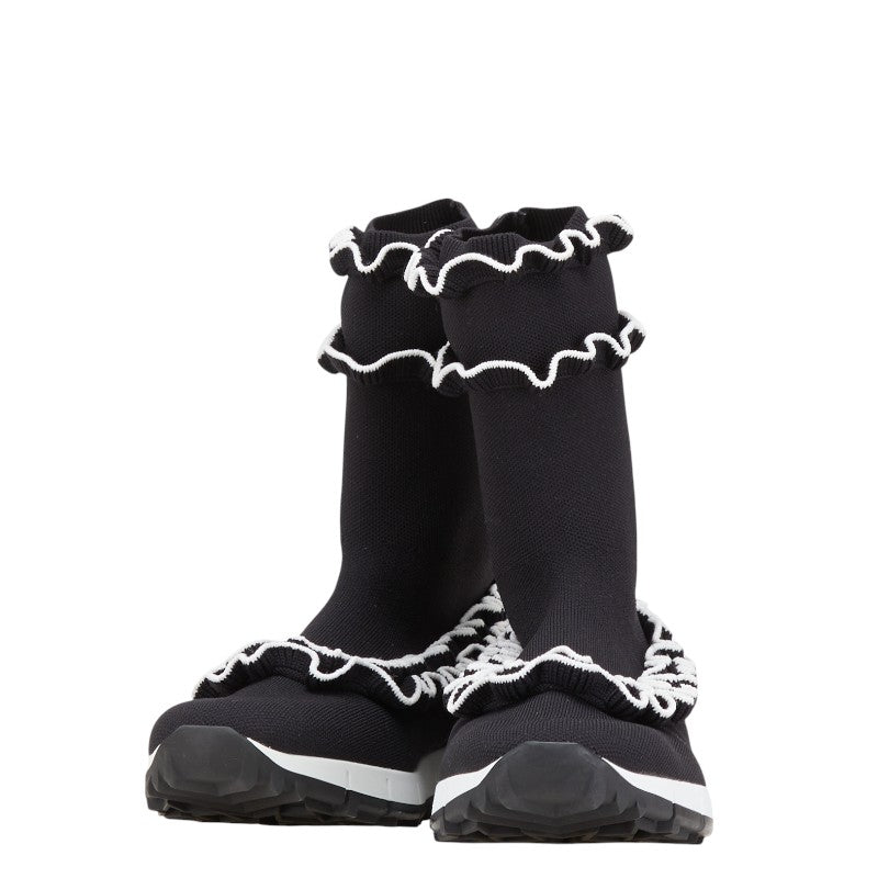 ジミーチュウ ユージン シューズ サイズ：37 ブラック ホワイト ニット レディース JIMMY CHOO 【中古】