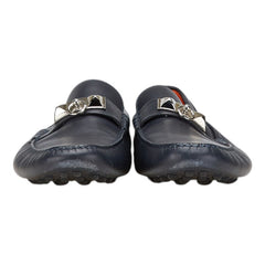 エルメス アーヴィング コリエ ド シアン ローファー ドライビングシューズ サイズ：44 1/2 ブラック シルバー レザー メタル メンズ HERMES 【中古】