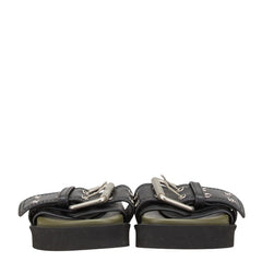 ヴェルサーチェ ヴェルサス サンダル サイズ：35 ブラック カーキ レザー レディース VERSACE 【中古】