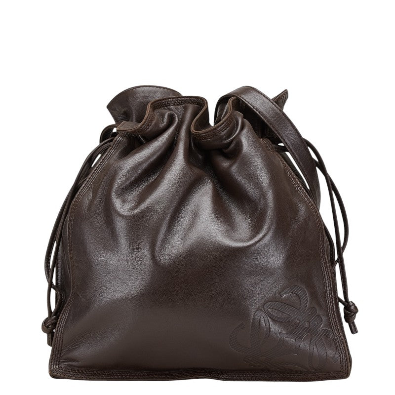 ロエベ アナグラム ショルダーバッグ ブラウン レザー レディース LOEWE 【中古】