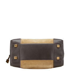ロエベ アナグラムロゴ アマソナ32 ハンドバッグ カーキ ブラウン スウェード レザー レディース LOEWE 【中古】