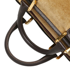 ロエベ アナグラムロゴ アマソナ32 ハンドバッグ カーキ ブラウン スウェード レザー レディース LOEWE 【中古】