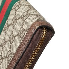 グッチ GGスプリーム GGマーモント オフディア ラウンドファスナー 長財布 ベージュ ブラウン PVC レザー レディース GUCCI 【中古】