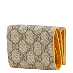 グッチ GGスプリーム 二つ折り財布 768251 ベージュ イエロー PVC レザー レディース GUCCI 【中古】