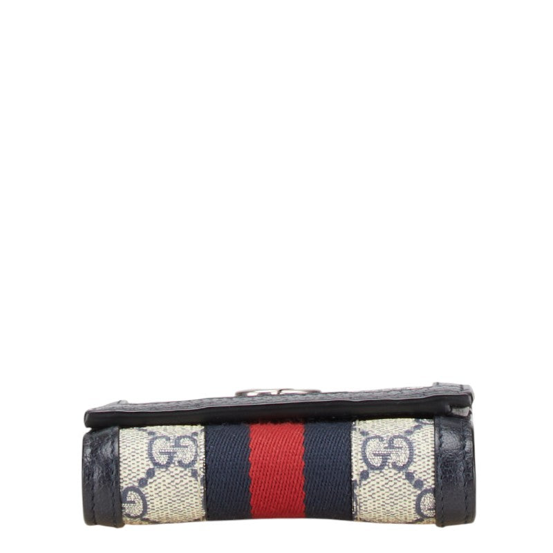 グッチ GGスプリーム オフィディア 二つ折り財布 ネイビー PVC レザー レディース GUCCI 【中古】