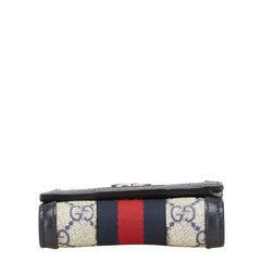グッチ GGスプリーム オフィディア 二つ折り財布 ネイビー PVC レザー レディース GUCCI 【中古】