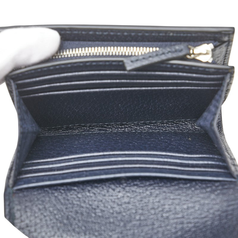 グッチ GGスプリーム オフィディア 二つ折り財布 ネイビー PVC レザー レディース GUCCI 【中古】
