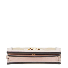 グッチ ジャンボG 二つ折り財布 523155 ピンク ベージュ キャンバス レザー レディース GUCCI 【中古】