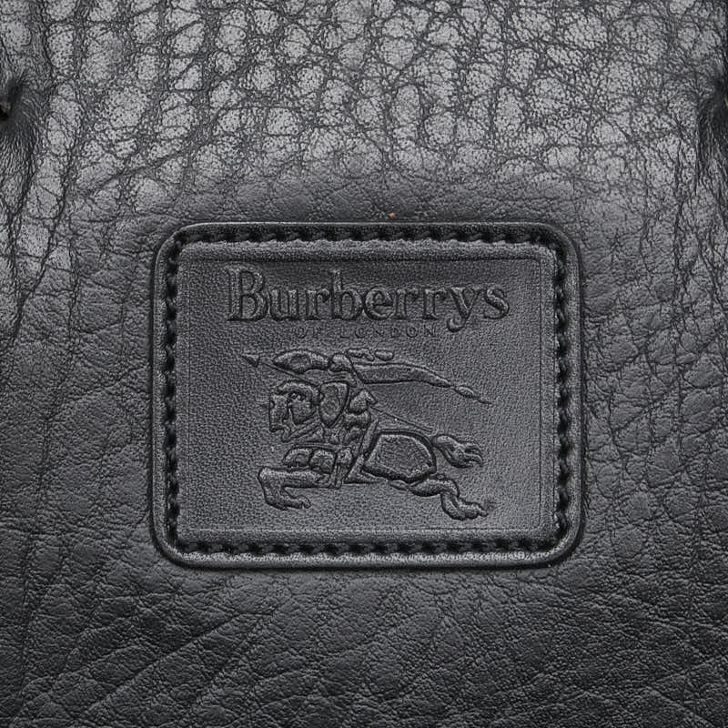 バーバリーズ 裏地チェック ビジネスバッグ ブリーフケース ブラック レザー メンズ Burberrys 【中古】