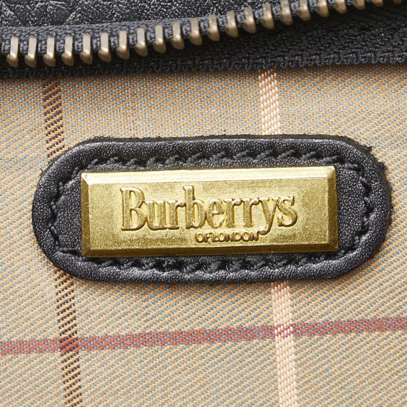 バーバリーズ 裏地チェック ビジネスバッグ ブリーフケース ブラック レザー メンズ Burberrys 【中古】