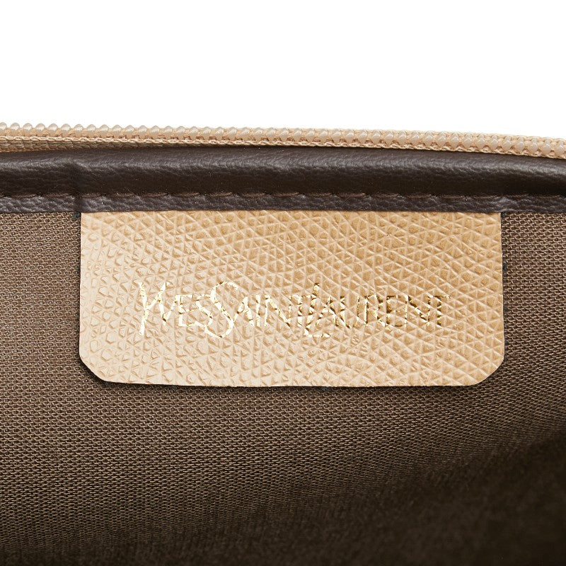 サンローラン ジラフ クラッチバッグ セカンドバッグ ベージュ PVC レザー レディース SAINT LAURENT 【中古】