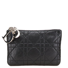 ディオール レディディオール カナージュ コインケース 小銭入れ ブラック レザー レディース Dior 【中古】